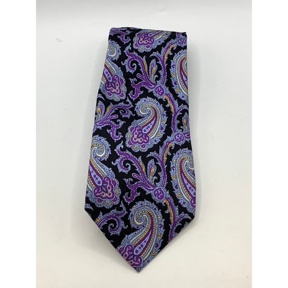 LAUREN RALPH LAUREN Men's Black-Purple Paisley Silk Tie SZ OS